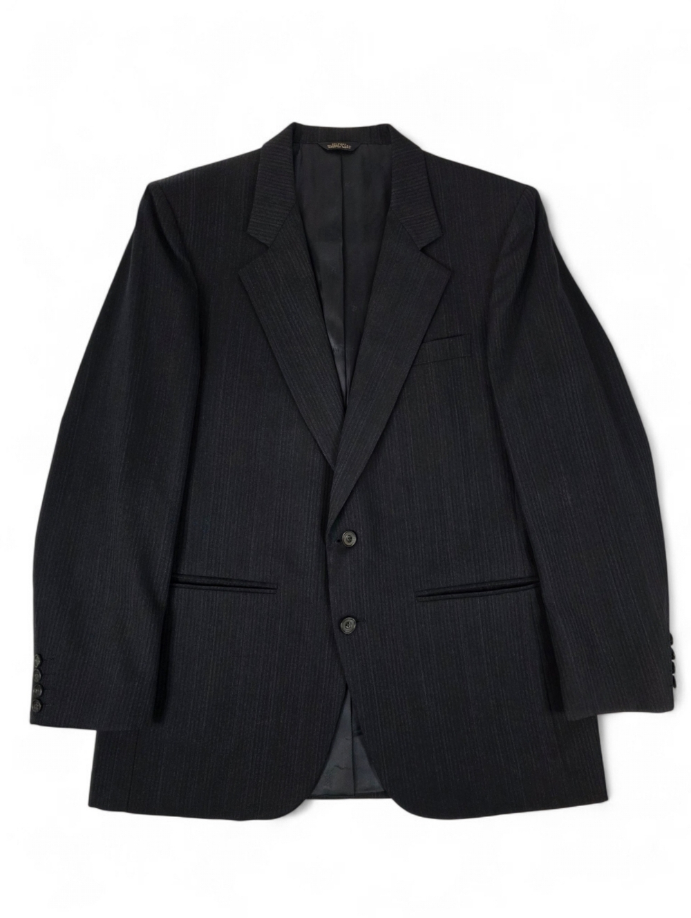 Vintage 90s Louis Roth Wool Blazer 40R Union Made Pinstripe Dark Charcoal